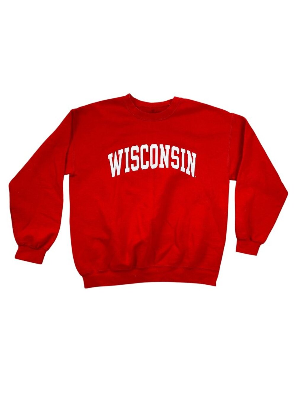 Wisconsin Badgers Fanatics Basic Arch Sweatshirt Red Crewneck Pullover Unisex